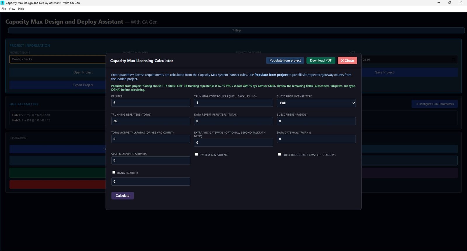 Capacity Max licensing calculator